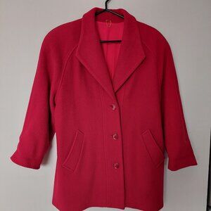 Vintage St. Sophia Paris Red Wool Cashmere Blend Coat, Made In France Size M/L